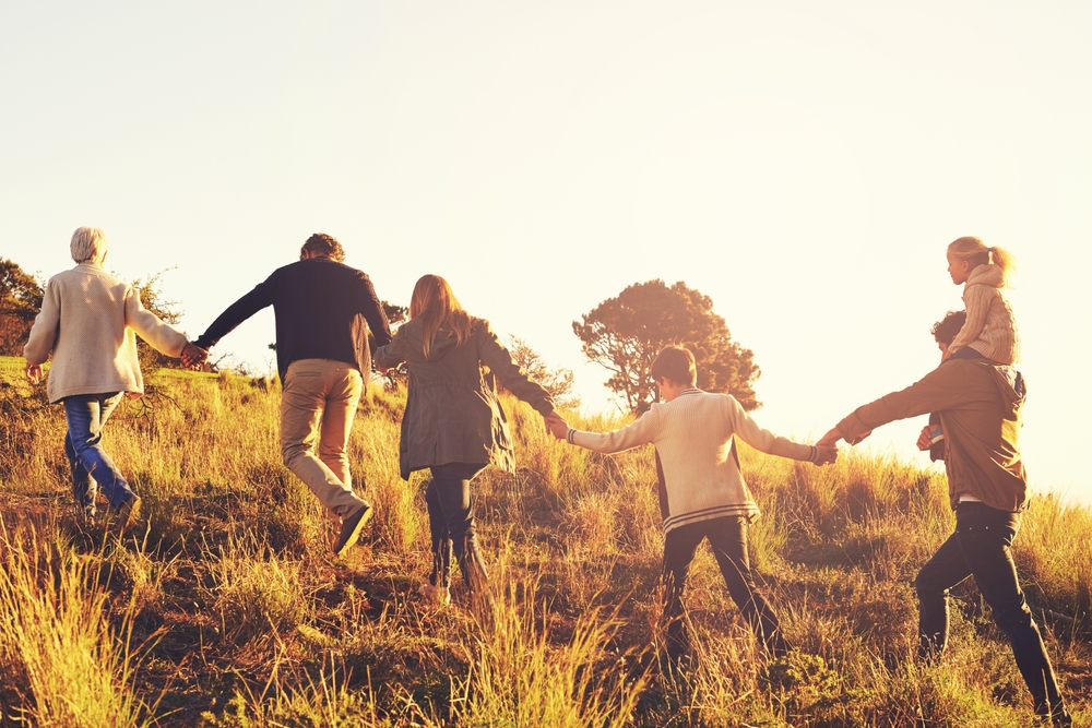And,Sothe,Adventures,Begin.,A,Multi-generational,Family,Walking,Up,A